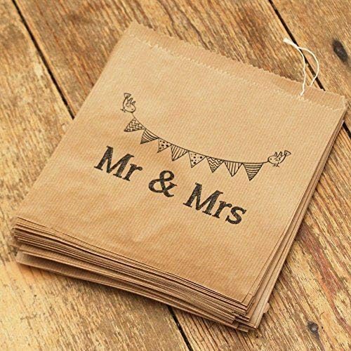 Luck Kraft Brown 'Mr And Mrs' Bag x 90 - Wedding Favour/Candy Bar