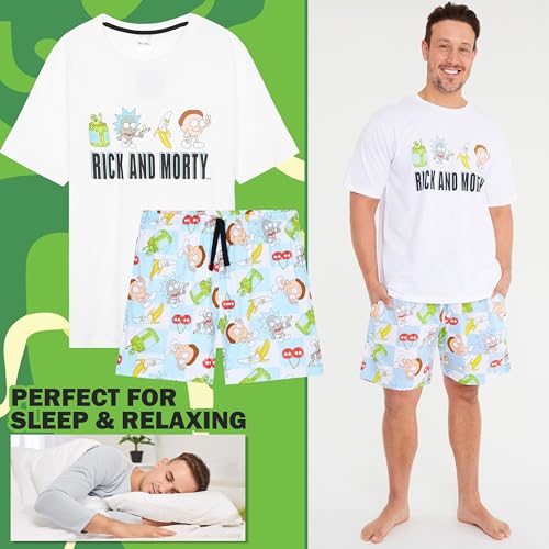 Image of Get Trend Rick and Morty Mens Pajamas Set 100% Cotton Summer PJs Comfy 2 Piece Lounge Set Summer Pajama Set Gifts for Men