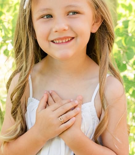 Precious Pieces Sterling Silver or 14K Gold Plated CZ Heart Baby Ring with Rope Band for Toddlers, Little Girls, Stackable or Pinky Ring for Teens and Women2