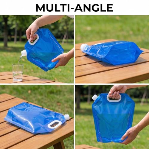 Image of Kraptick Portable Collapsible Water Storage Tank 10L Water Container with Handle and Leak-Proof Screw Cap, Reusable Foldable Drinking Water Carrier Bag for Camping & Emergency Use (Blue)