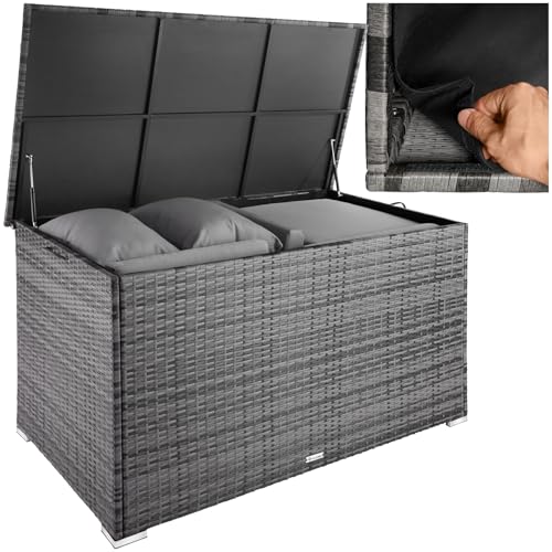 tectake® Coffre de jardin Exterieur, Coffre à Coussins 750 L en Aluminium Polyrotin 145 x 82,5 x...