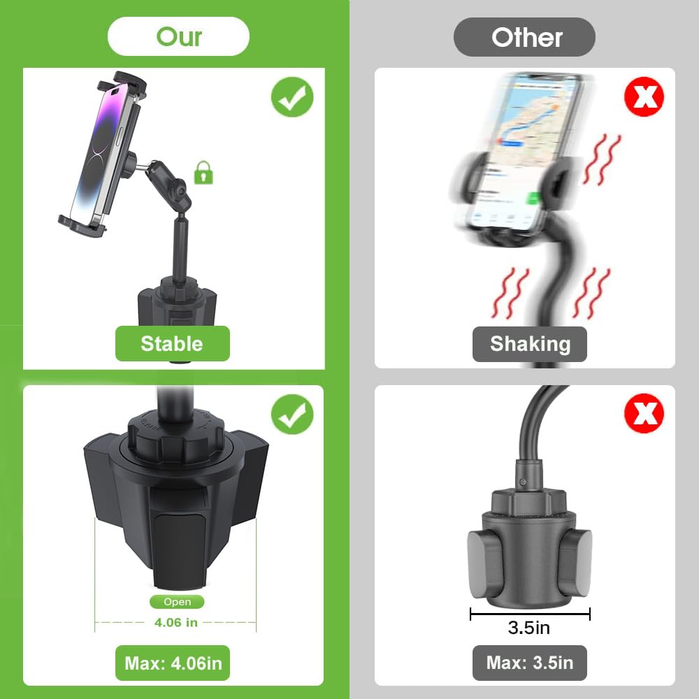 Support de voiture pour téléphone, tablette, tête en métal réglable, version améliorée, support de téléphone portable pour votre iPhone, Samsung Galaxy, iPad et tous les smartphones de 4 à 13