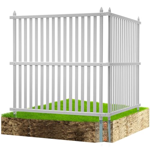 VEVOR Paneles de Valla de Privacidad de Vinilo 122x122 cm Tira de Aire Acondicionado 2 Paneles Pantallas de Privacidad con Estacas de Metal, Accesorios para Suelos Blandos para Oculto Botes de Basura