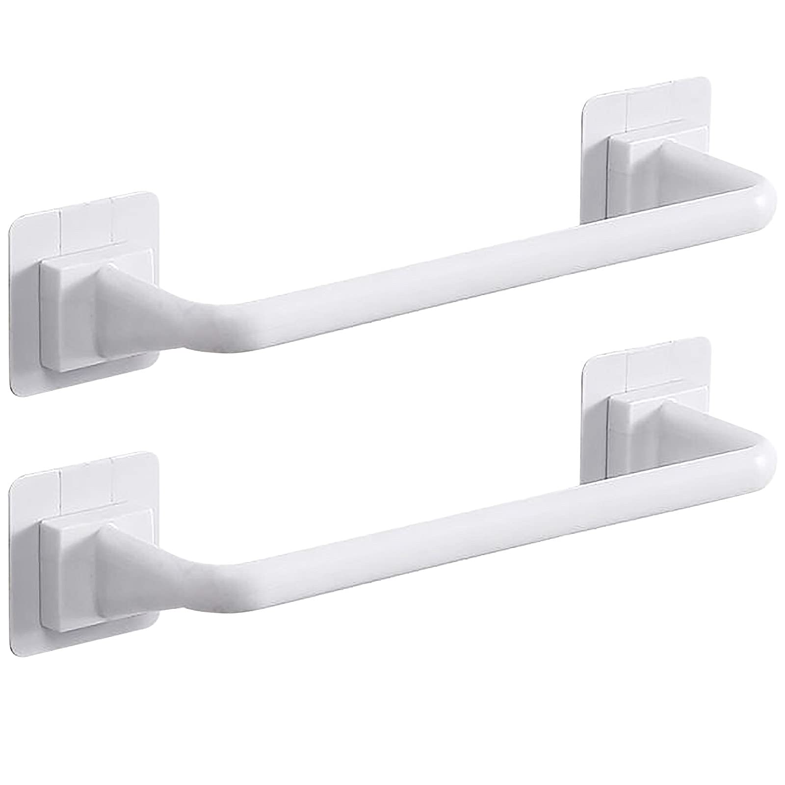 2 Pieces Towel Bar rail, Plastic Wall mount Pot Lid Rack, Self Adhesive Hanger Rail Organizer Holder, Bar Bathroom Accessories, for Kitchen Bathroom Toilet (White, 24.5 cm)
