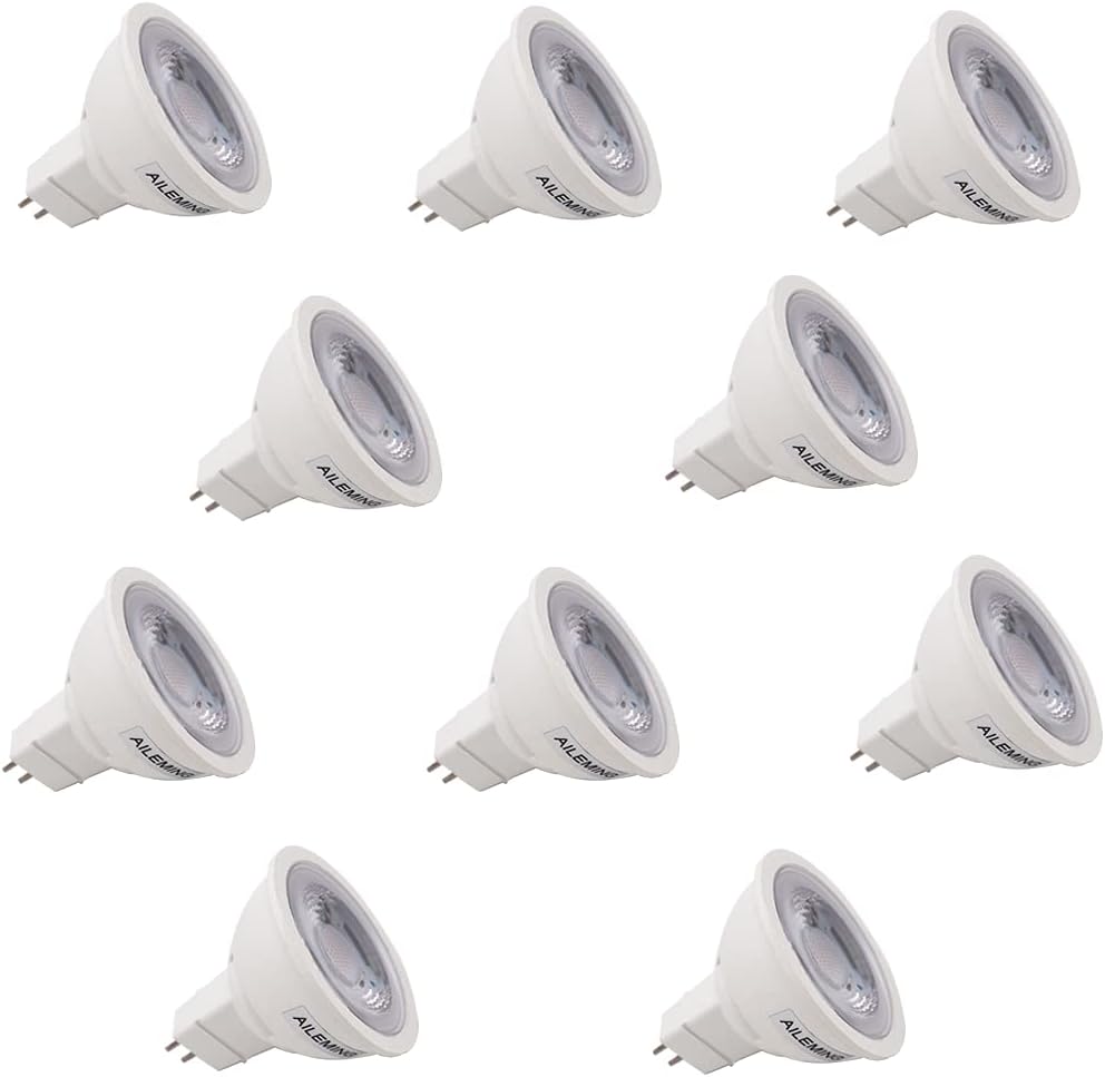 MR16 GU5.3 5W AC 110V-120V High Bright Non-Dimmable LED Light Bulbs 50W Halogen Equivalent for Track Lighting Spotlight Downlight Cabinet Light Range Hood Light Warm White (Pack of 10)