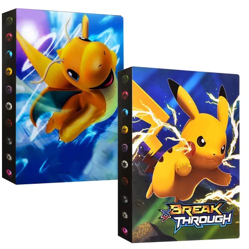 erlliyeu 2er Pack Sammelkarten,Sammelalbum, Karten Album, Karten Halter, Bester Schutz für Pokemon Sammel Karten GX EX Karten Album, 60 seitig Kann bis zu 480 Karten aufnehmen (KUAILONG+SHANDIANQIU) Cover