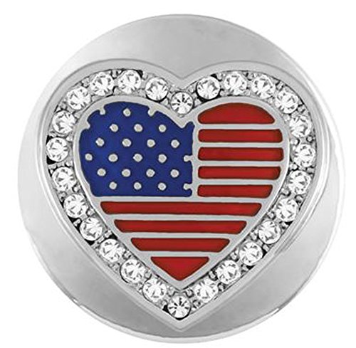 Ginger Snaps Heart USA Charm Accessory | Interchangeable, Customizable & Adjustable Snap Jewelry Collection | Choose Your Own Button Charms for Necklaces, Bracelets & Rings | Standard Size | SN04-50