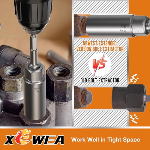 Image of XEWEA 11PCS Deep Spiral Bolt Extractor Kit, Bolt & Nut Remover Easy-Out Set, Deep Socket Tools For Removing Broken, Frozen, Rusted, Rounded-Off Bolts, Studs, Nuts & Screws,Friendly Narrow Spaces