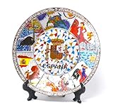 bandra de España.15.5cm plato decorativo de cocina española, decoración de paredes interiores. España. Chapado en oro. colgado en la pared