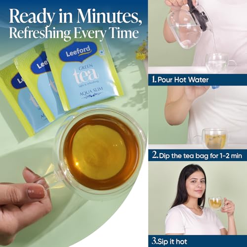Image of Leeford Aqua Slim Green Tea Pack of 2 (30 Tea Bags Each)|Garcinia,Hibiscus & Moringa Blend|Supports Weight Management,Fat Burn & Digestion|Natural Detox & Metabolism Booster|Enjoy With Honey