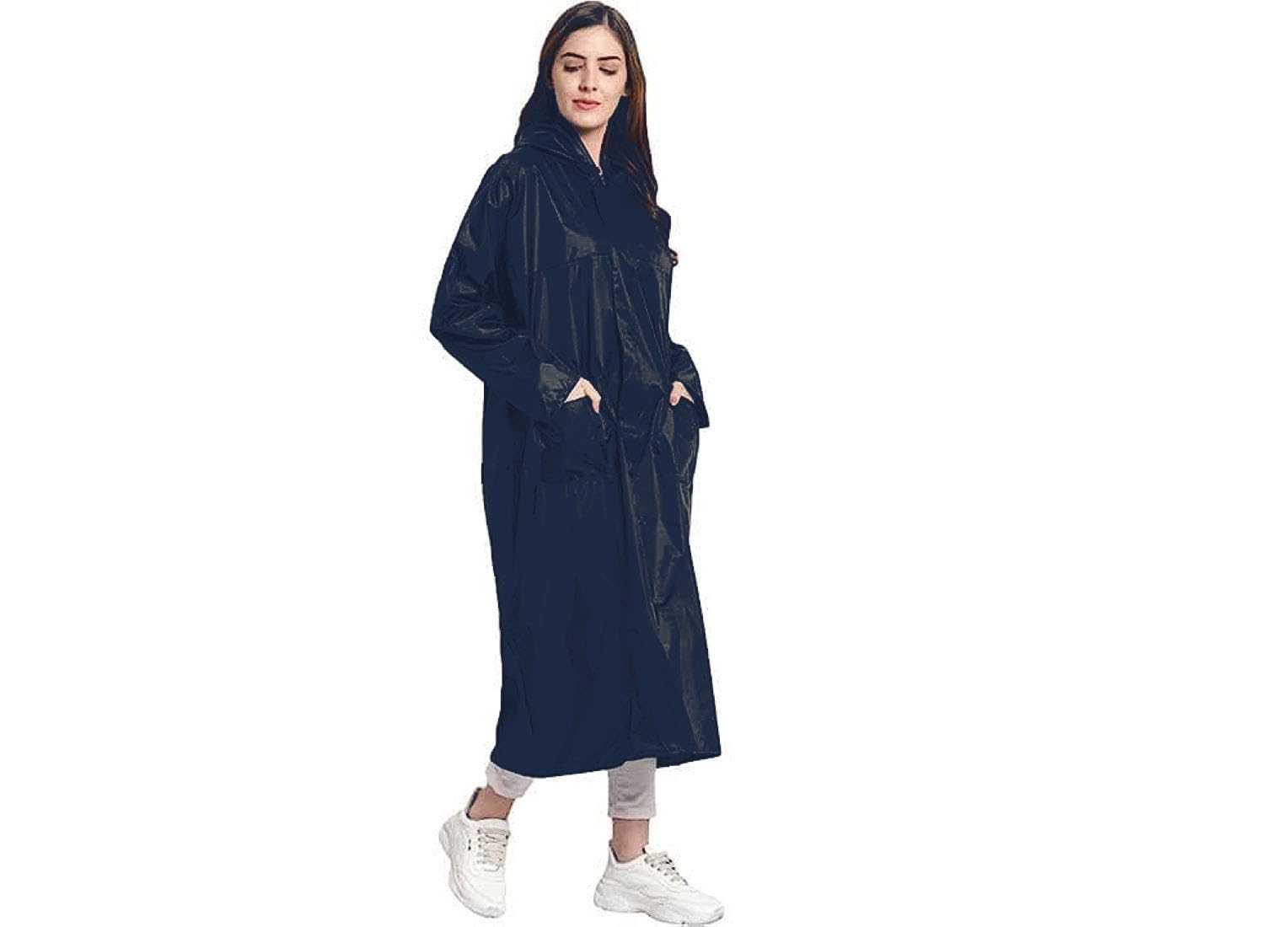 vellon Women's Solid Polyester Double Layer Long Ponchu Raincoat Medium-picture-44