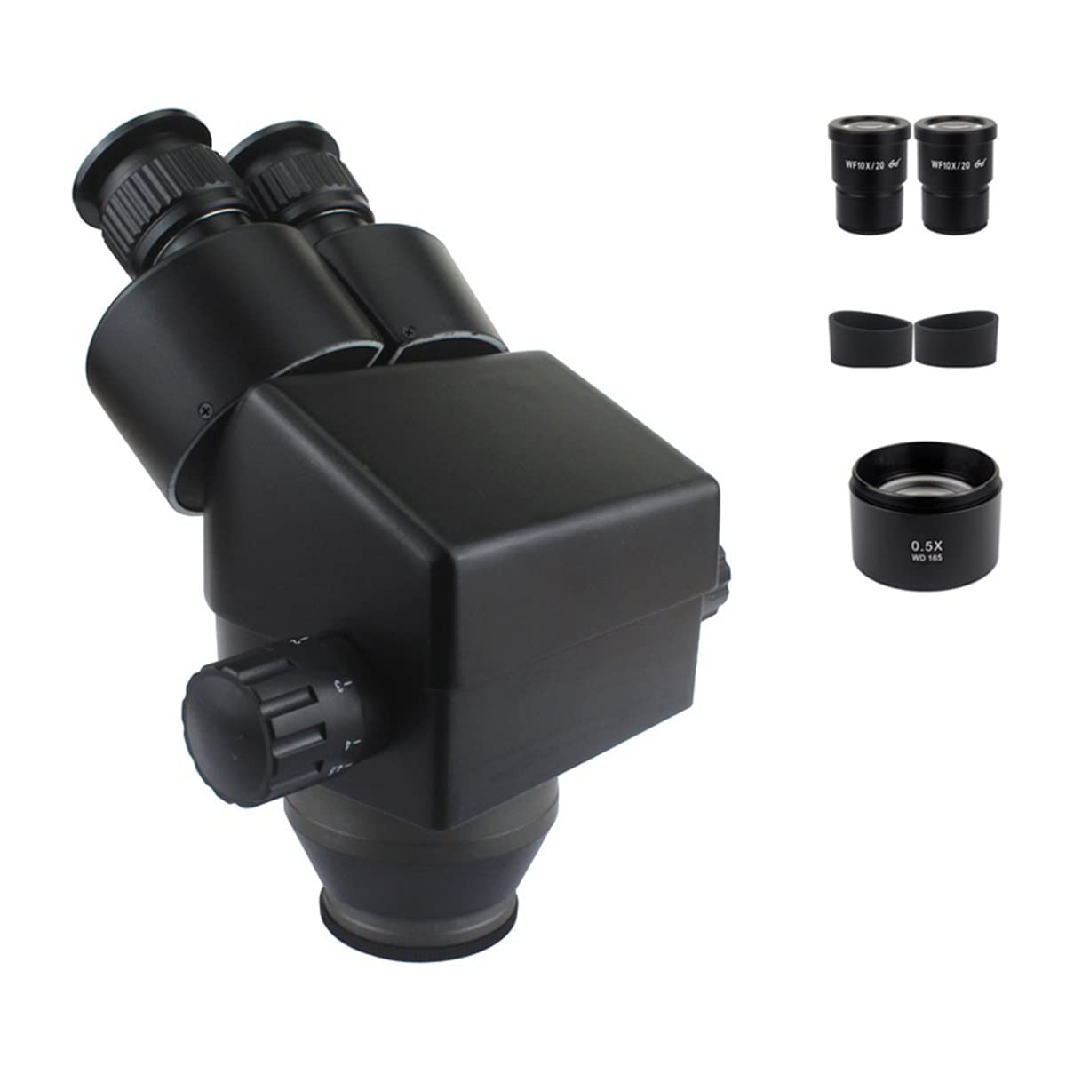 Microscope 7-45X Binocular Stereo Microscope Industrial Microscope Zoom Magnification Head +WD165 0.5X 2.0X 1X Auxiliary Objective Lens(3.5X-45X Black)