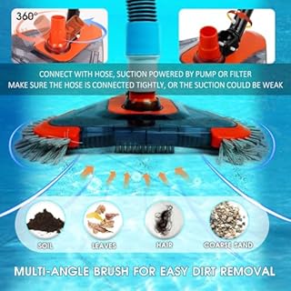 TidyMister Pool Vacuum Head with Side Brush,Universal Steering Handle & Universal Rotatable Hose Adapter,Swimming Weighted Pool Brush Vac (Safe for Vinyl Liner Pool) for Inground & Above Ground Pools