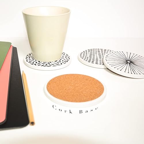 Miniatura 9 de Posavasos para bebidas, juego de 6 posavasos absorbentes, resistentes al calor y al agua, reutilizables, duraderos, platillos para bar, taza de