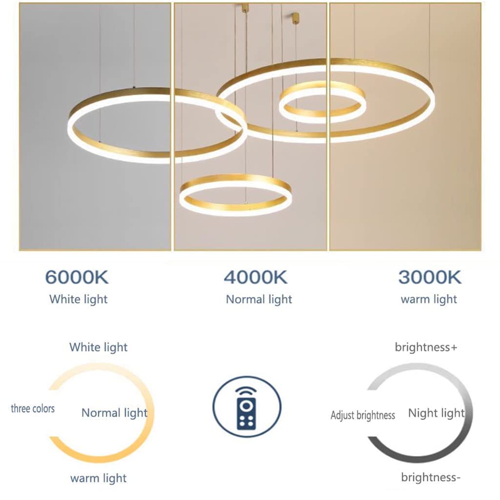 KSIBNW Suspension LED à Intensité Variable Pour Salon - 36 W - Anneau Moderne - Pour Table à Manger