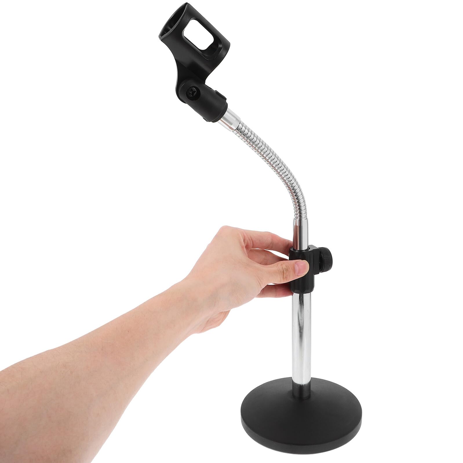 Ipetboom Supporto Microfono da Tavolo Regolabile con Clip Asta Mic Telescopica in Ferro con Base Pesante Antiscivolo per Meeting e Live Broadcast Supporto Microfono Desk Flessibile e