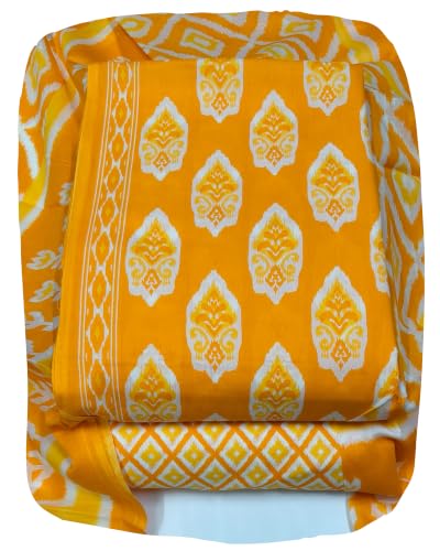 Image of DRAVINAM Trends Women's Premium Cambric Cotton Jaipuri Printed Unstitched Salwar Suit Dress Material with Mulmul Cotton Dupatta