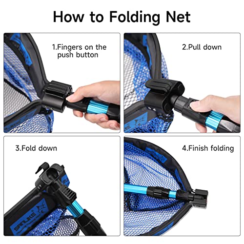 Floating Fishing Net - Collapsible Telescopic Pole Freshwater Saltwater Landing Net Trout Bass Steelhead Salmon Kayak Folding Rubber Coated Net Extend To 41Inches #TOP5