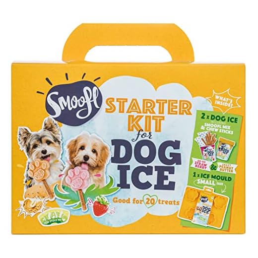 Smoofl Starter Kit Helado para Perros, Snacks Premium para Perros pequeños con Palo Comestible y moldes de Helado DIY en un Set, refrescantes golosinas para Perros, Fresa y Mantequilla de Cacahuete