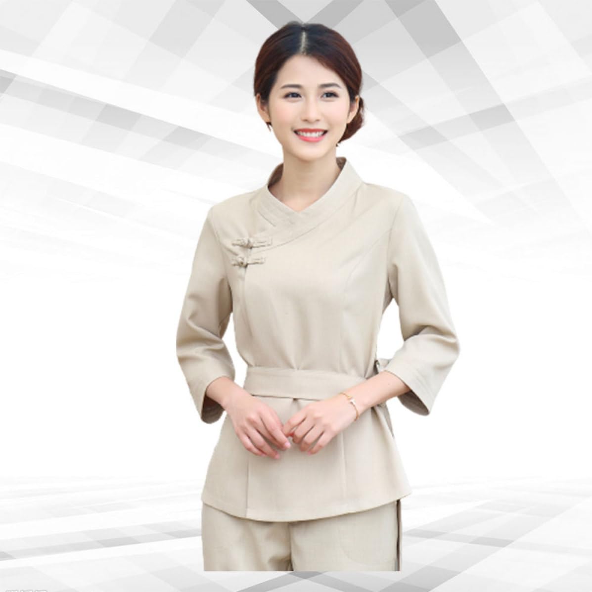 OSALADI 1set Tuta Tecnico Bellezza Beige Regolabile per Spa e Colorazione Capelli Abbigliamento Professionale Leggero e Pieghevole per Saloni di Bellezza