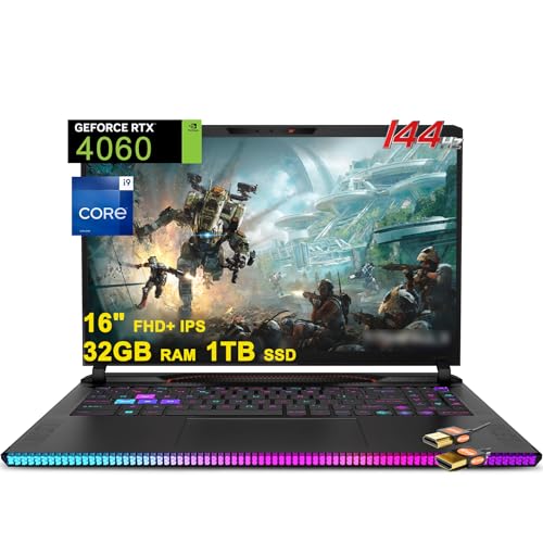 MSI Raider GE68HX Gaming Laptop 16″ FHD+ IPS 144Hz Intel 24-core i9-13950HX 32GB RAM 1TB SSD GeForce RTX 4060 8GB RGB Backlit Thunderbolt4 USB-C Dynaudio FHD Privacy Webcam Win11 Black + HDMI Cable