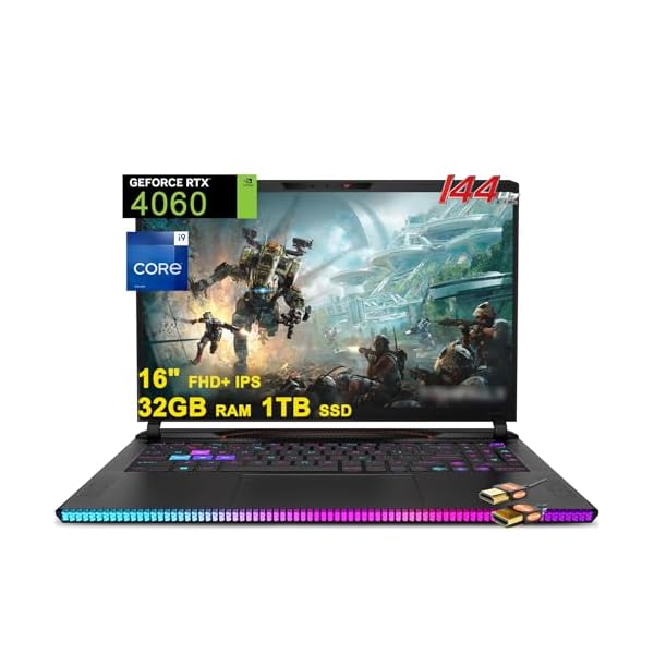 MSI Raider GE68HX Gaming Laptop 16″ FHD+ IPS 144Hz Intel 24-core i9-13950HX 32GB RAM 1TB SSD GeForce RTX 4060 8GB RGB Backlit Thunderbolt4 USB-C Dynaudio FHD Privacy Webcam Win11 Black + HDMI Cable
