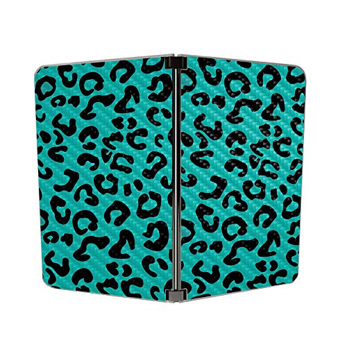 Image of MightySkins Carbon Fiber Skin for Microsoft Surface Duo - Teal Leopard | Protective, Durable Textured Carbon Fiber Finish | Easy to Apply, Remove, and Change Styles | Made in The USA