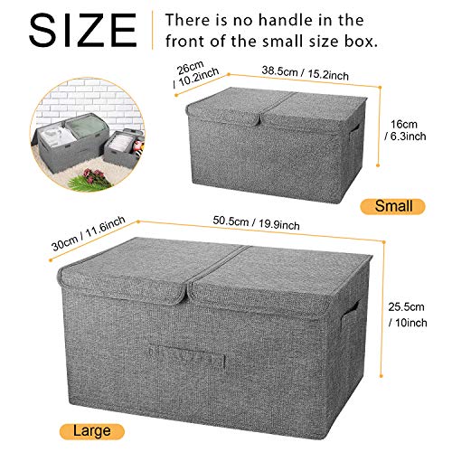 Valease 2 Pack Storage Boxes With Lids And Handles, Collapsible Linen Storage Bins Organizer Containers Baskets Cube With Removable Divider For Home Bedroom Closet Office (Green, Small) #TOP6