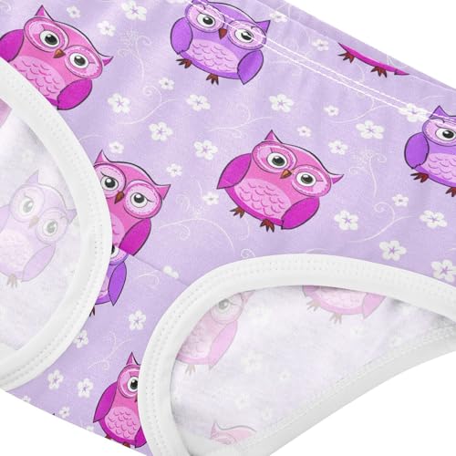 Joisal Cute Cartoon Owls Light Purple Panties for Girl Toddlers Underwear Floral Cotton Designer Briefs Kids Undies 2t4