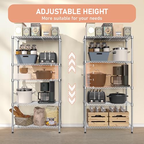 image for M MZG MZG 1750 lbs 5 Tier Storage Rack Metal Wire Shelving Unit, Stora