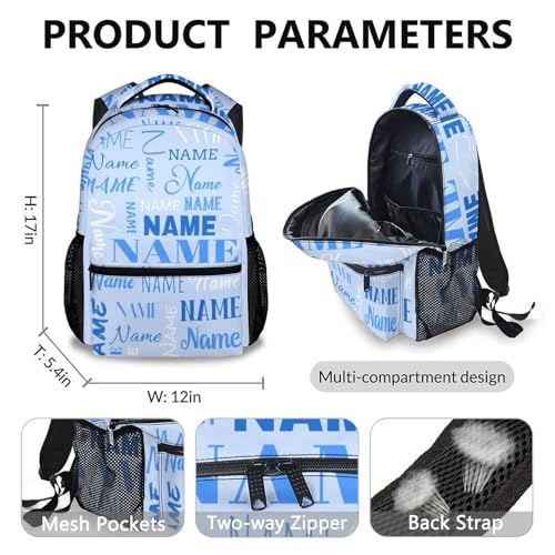 3PCS Backpack with Lunch Bag Pencil Case for Kids Boys Girls - Personalized Name Backpacks for School - Custom 17" Large Capacity Blue Bookbag for Preschool Elementary Middle4
