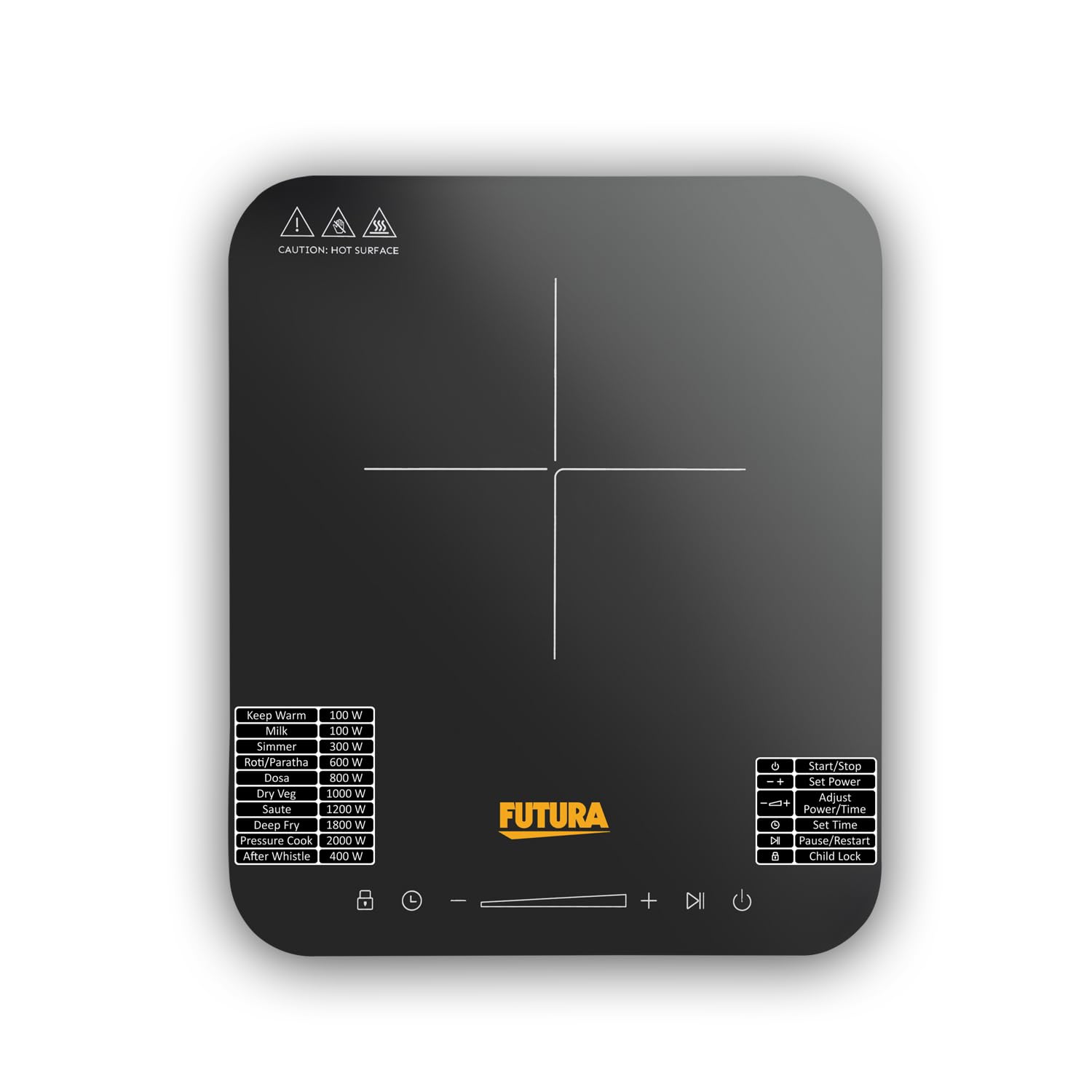 Hawkins Futura Single Induction Hob, 2000-W Cooktop with 20 Power Settings, Precise Time Setting Intervals, Child Lock, Black (FIC1A1)-image-11