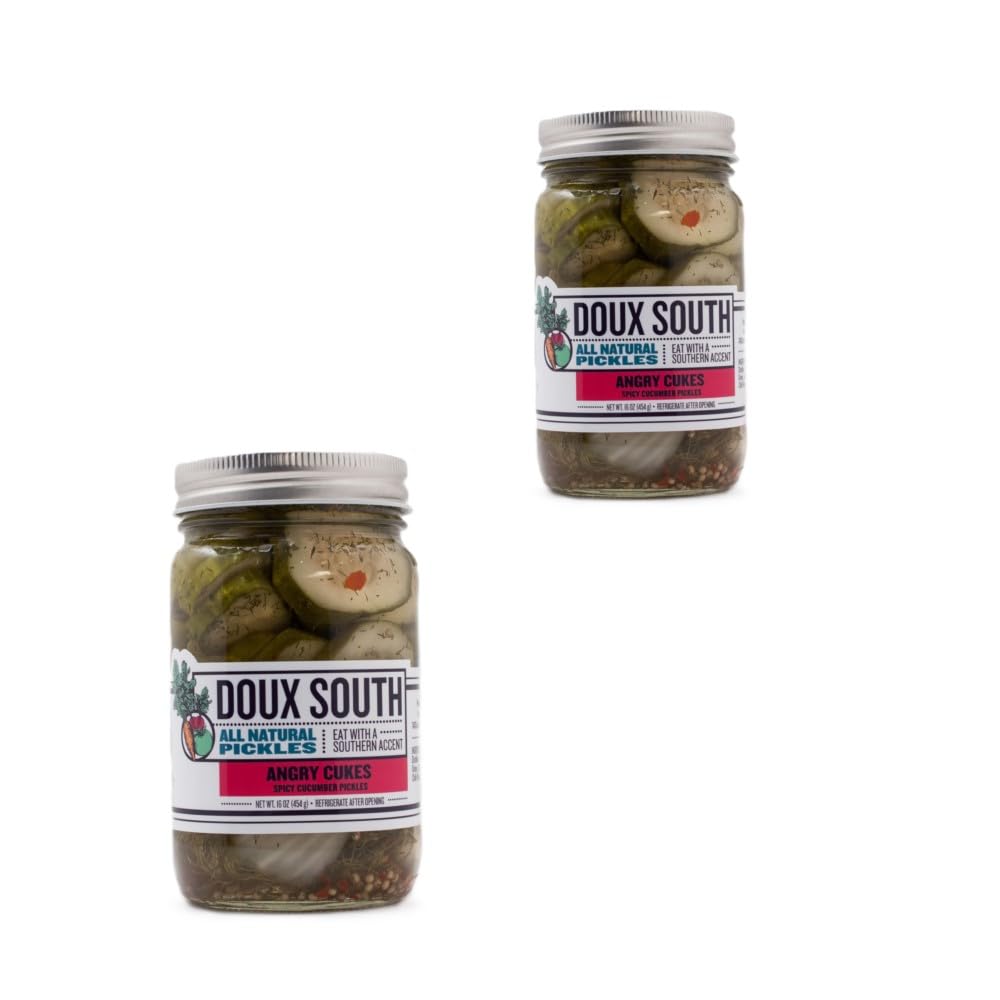 Doux South Angry Cukes, Dill Pickle Slices- 2 Pack