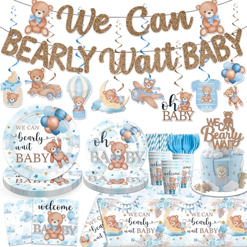 170 Pcs Baby Shower Boy Decorations Tableware Set Serves 25 Guest...