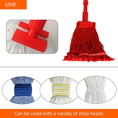 Image of Commercial Mop Clamps-Quick Change Head Mop Handle -Heavy Duty Mop Head Replacement Holder Change Mop Handle -Commercial Gripper Mop Wet Mop Handle (KL-ZJ-RED)