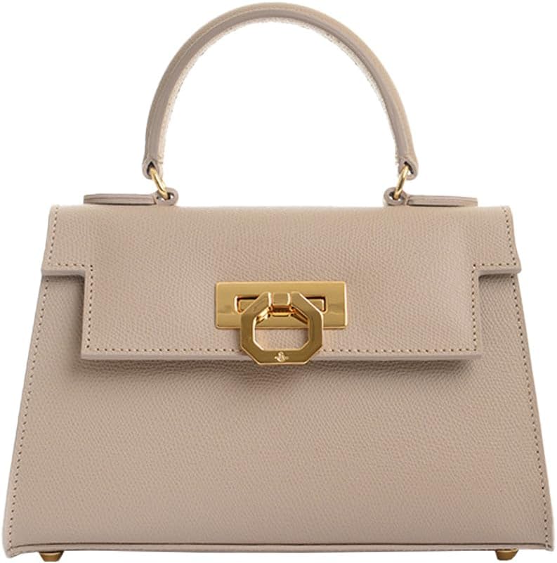 Carbotti Greta Leather Top Handle Bag Made in Italy