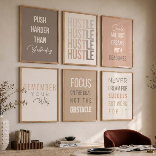 Image of kotart Motivational Quote wall frames for wall hanging, Home decor wall paintings for living room, bed room | Poster with glass frames - Set of 6 Multicolo (10x13 inch, G)