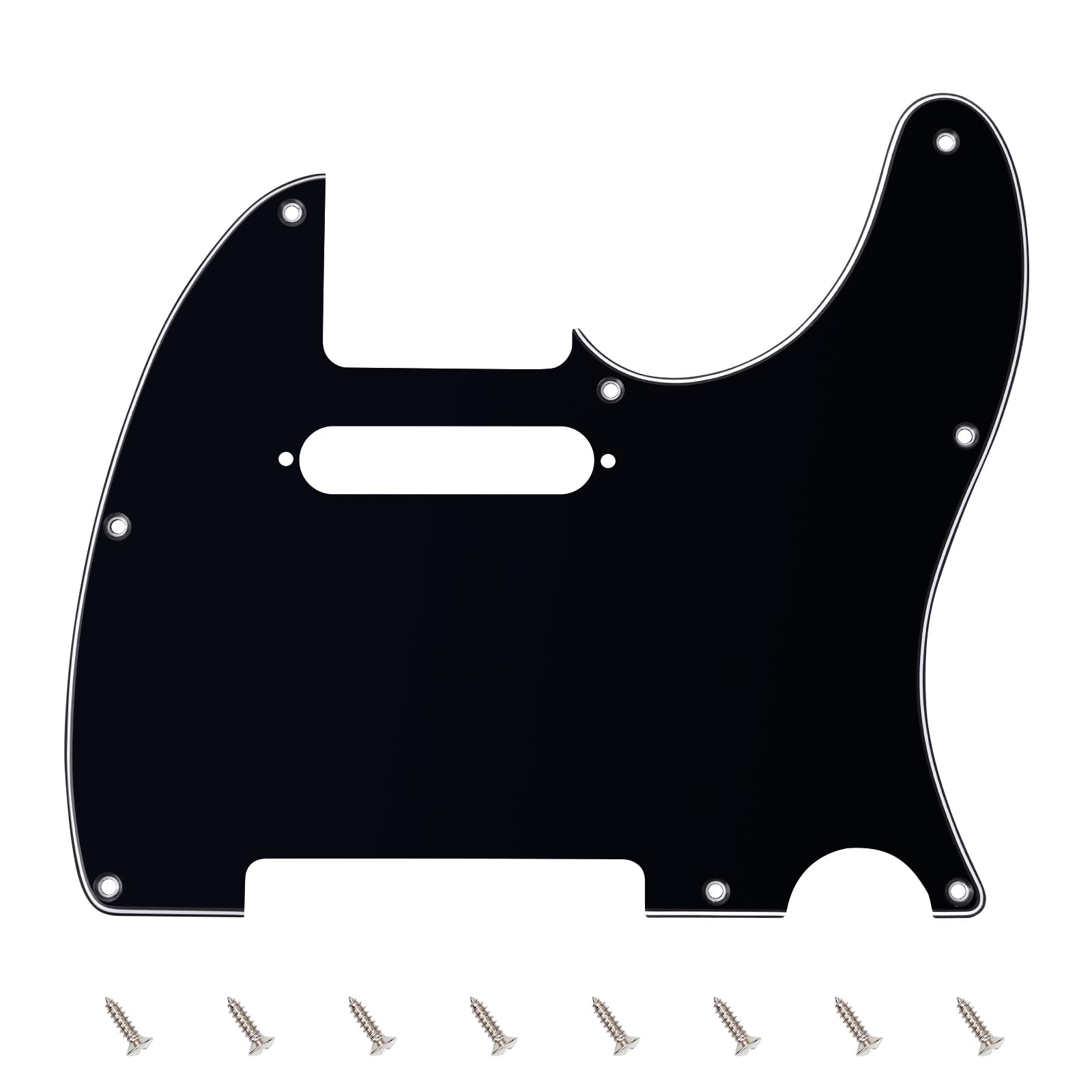 Banworks 3 Ply Tele Pickguard 8-Hole Electric Guitar Pickguard Scratch Plate for USA/Mexican Fender Modern Style Standard Tele Telecaster JT/HB-03 Glossy Black