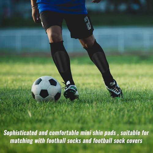 2 Pairs Soccer Small Shin Guard Extra Mini Shin Pads Light and Comfortable Tiny Protective Shinguards Equipment for Men, Women, Adults Black, White - Thumbnail 5