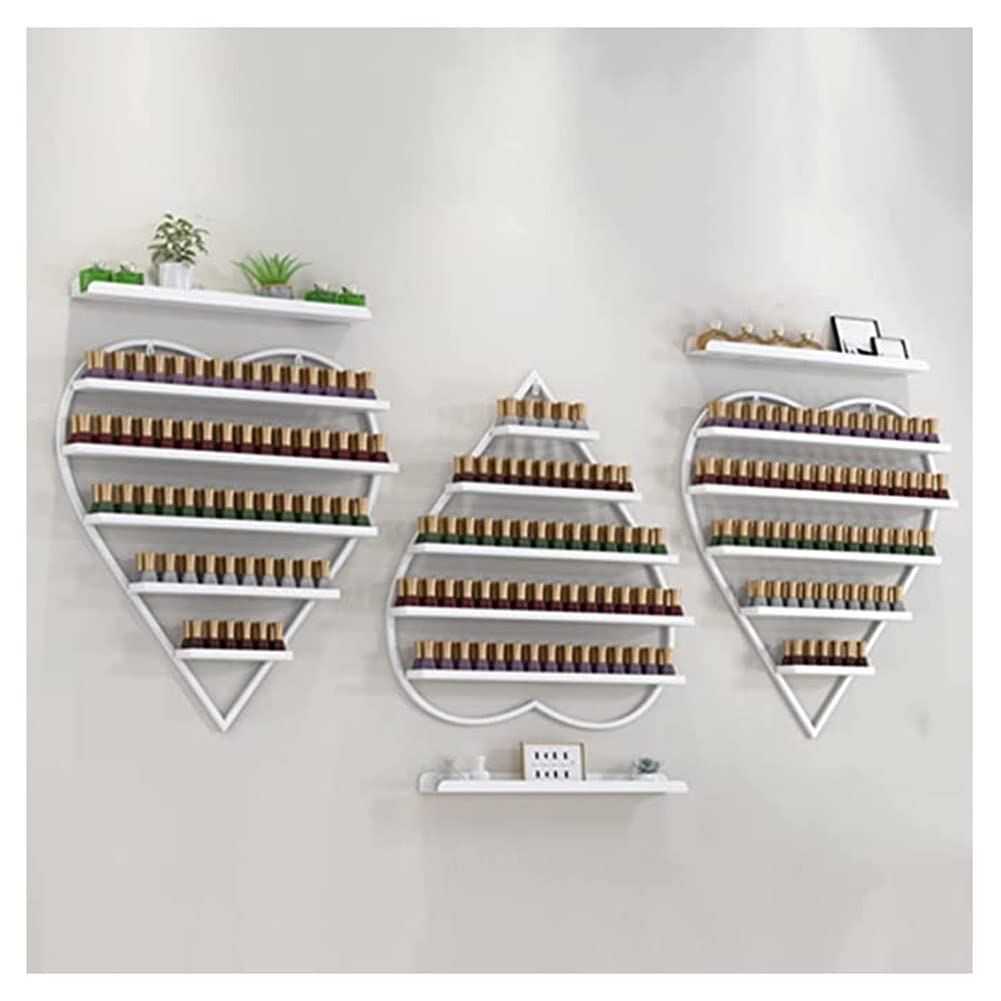 Espositore per Smalti, Porta Oli Essenziali in Metallo per Negozi di Bellezza, Organizer per Smalti, Porta Profumi da Parete, Oro - 6 Pezzi, Bianco - 6 Pezzi