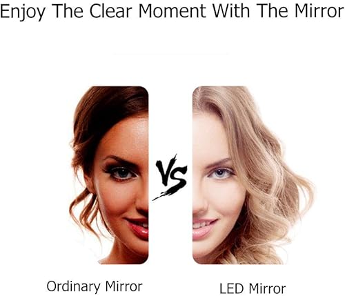 Miniatura 4 de FORTTS Espejo de maquillaje montado en la pared de 8 pulgadas, espejo de maquillaje con luces LED, pantalla táctil, de un solo lado, giratorio de