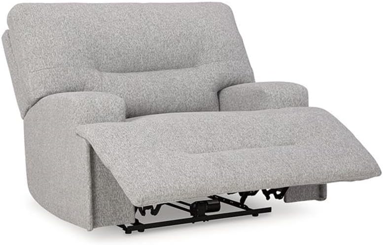 BOWERY HILL Modern Power Recliner, Pewter Polyester Upholstery, 52" W x 42" D x 42" H, Adjustable Headrest, One-Touch Controls, Zero-Gravity Mechanism, USB Port, Durable Metal/Wood Frame for Living