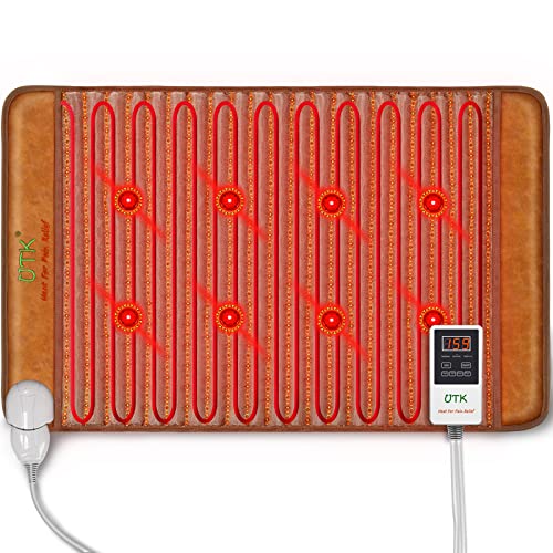 UTK Far Infrared Heating Pad, Weighted Heating Pad for Back Pain Relief, 4-in-1 Photon Deeper Therapy, 4H Auto Off, Hotter to 159β, Overheat Protection, Memory Function, Gifts for Women, 21'