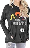 HEYO Halloween Pregnancy Shirt Maternity Halloween Raglan Long Sleeve Tee Funny Cute Smell A Child Pregnant Leopard Print Tops