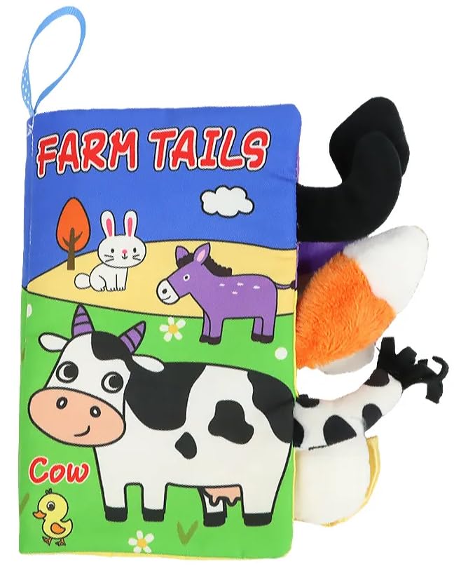 BeFunky Baby Fabric Book, Soft 3D Picture and Crinkle Sensory Toy for 0-12 Months, Montessori Learning for Boys and Girls (Cow), Multicolor