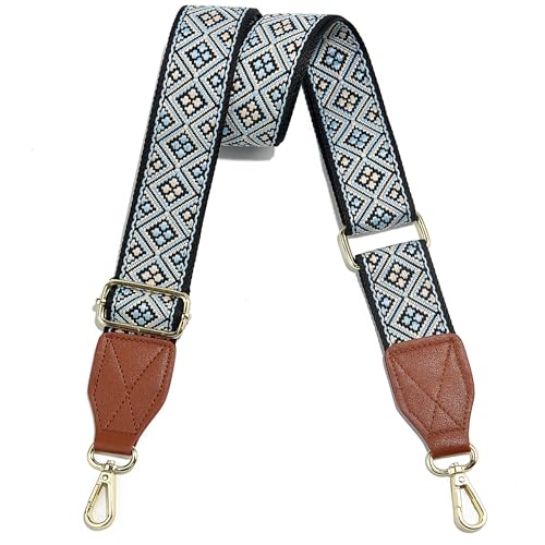 Image of Purse Strap,1.5 inch Leather End Shoulder Strap Adjustable Replacement,Retro Multi-Pattern Crossbody Bag Straps