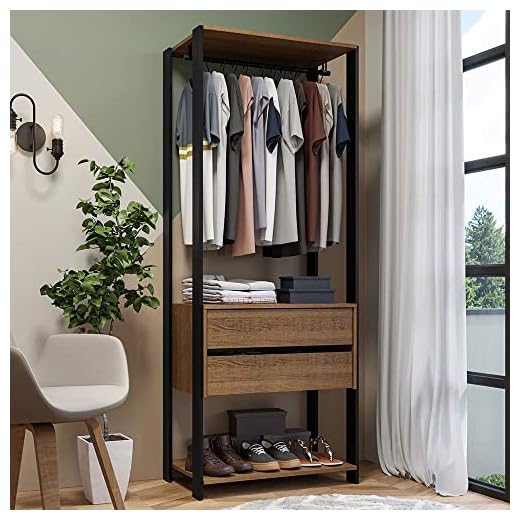 Guarda-roupa Closet Modulado Valencia 2 Gavetas 70cm Rustic/preto Madesa