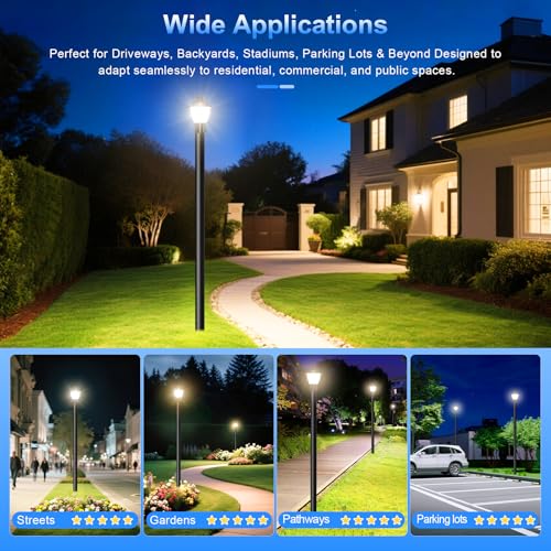 YELLORE LED Post Top Light 100W/80W/60W Adjustable, ETL Listed 14000LM Outdoor Pole Light 3000K 4000K 5000K Tunable, Post Lights Fixture with Photocell IP65 Waterproof AC100-277V by YELLORE - Image 9