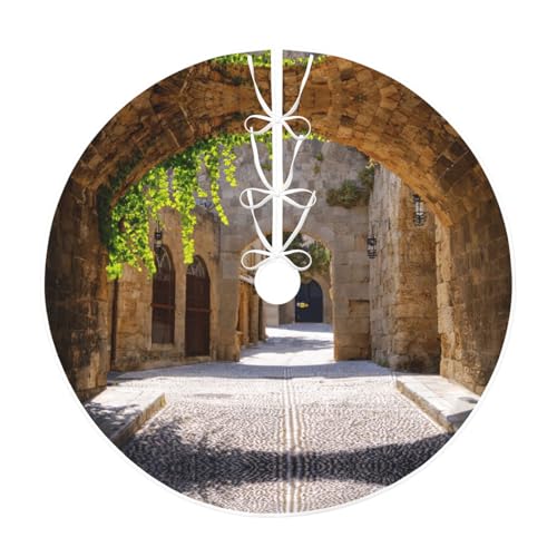 Falda italiana para árbol de Navidad, alfombra de soporte para árbol de Navidad, decoración de faldas de árbol de Navidad de poliéster