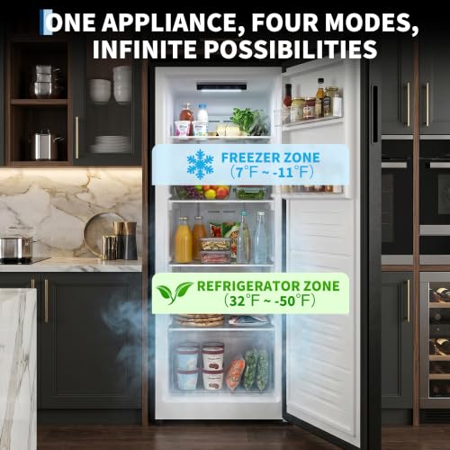 Image of 11 Cu.Ft Upright Freezer, Single Door Stand Up Freezer with Adjustable Shelves, Mechanical Temperature Control, Freestanding Deep Freezer for Garage, Kitchen, Home Use